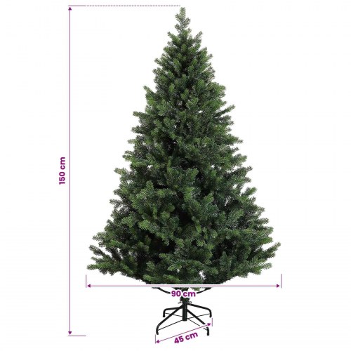 Kunstigt juletræ med LED-lys og julekugler - 150 cm