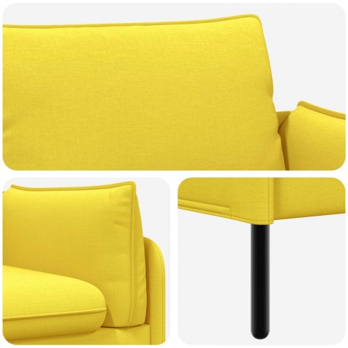 2-personers sofa i stof - lys gul 188 x 81 x 89 cm