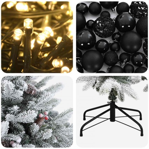 Kunstigt juletræ med julekugler og 300 LED'er - 180 cm, varm hvid
