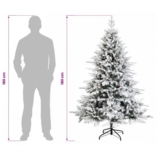 Kunstigt juletræ med julekugler og 300 LED'er - 180 cm, varm hvid