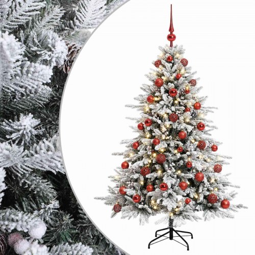 Kunstigt juletræ med kugler og LED - 120 cm