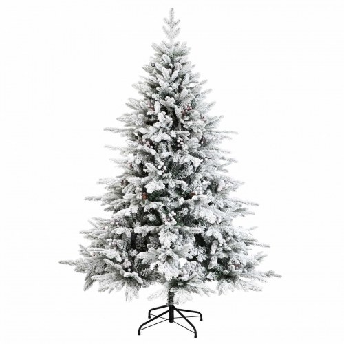 Kunstigt juletræ med kugler og 150 LED'er 150 cm - grøn/hvid