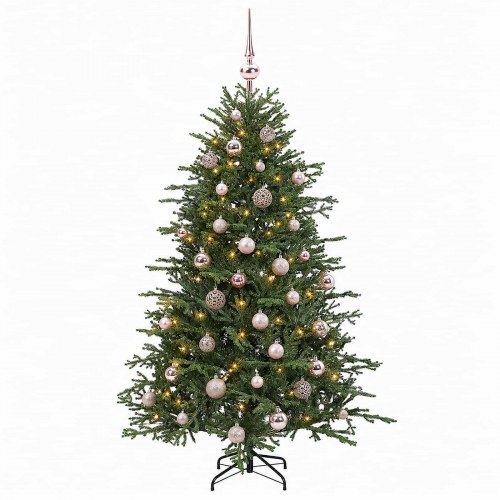 Kunstigt juletræ med julekugler og 150 LED - 150 cm, varm hvid