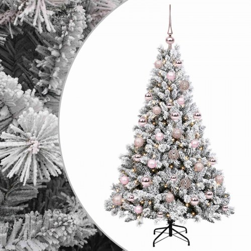 Kunstigt juletræ med kugler og 150 LED - 120 cm, varm hvid