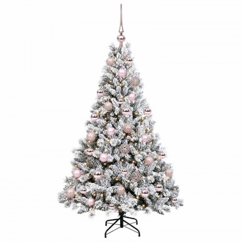 Kunstigt juletræ med kugler og 150 LED - 120 cm, varm hvid