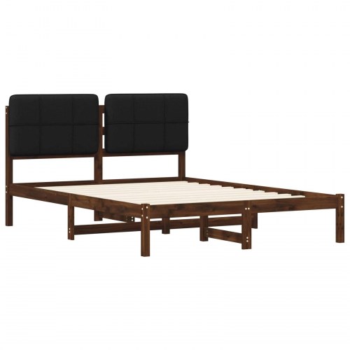Sengestel med polstret hovedgavl - mørkebrun og sort 120 x 190 cm