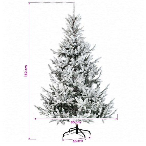 Kunstigt juletræ med LED-lys og kugler 150 cm - grøn/hvid