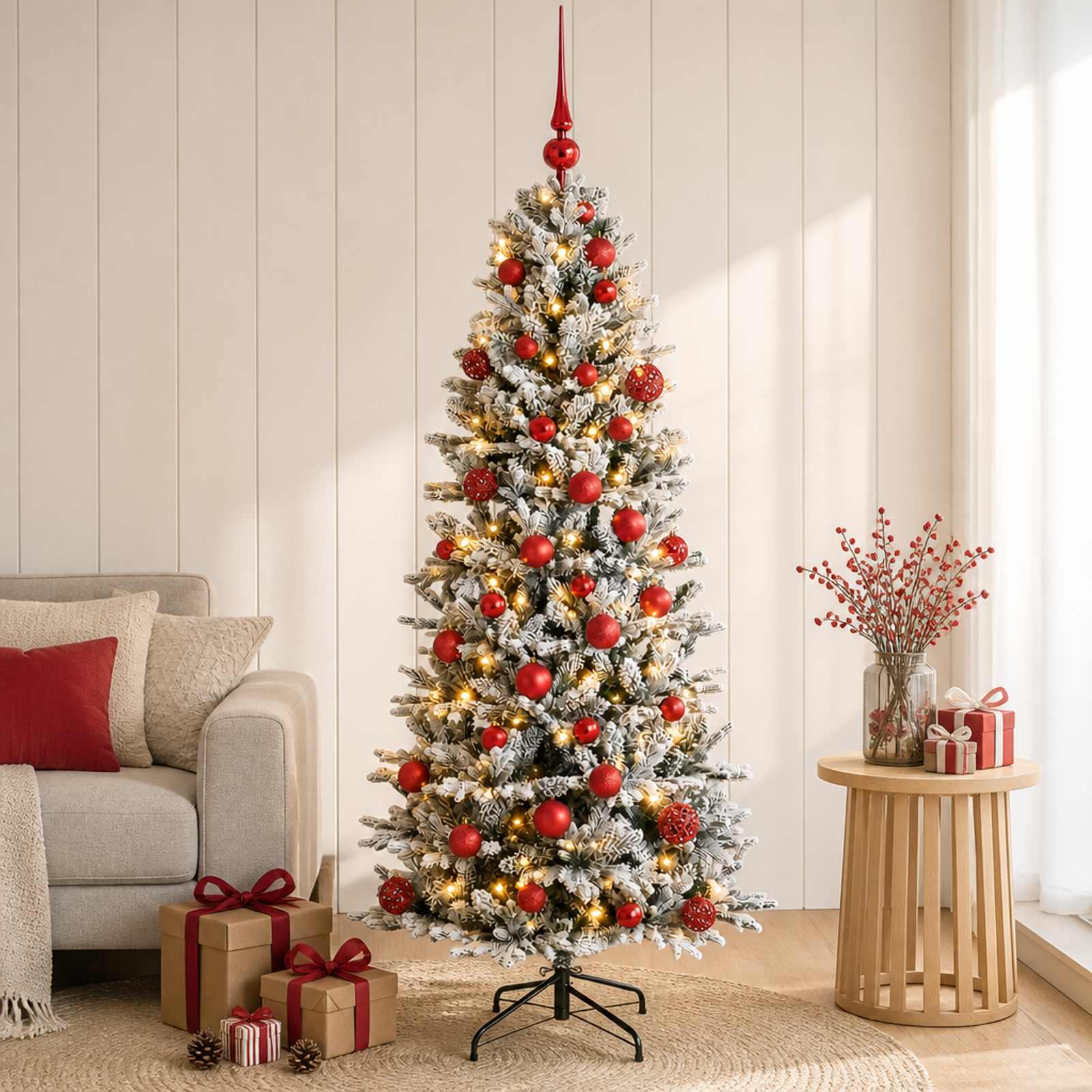 vidaXL Kunstigt juletræ med julekugle 150 cm 150 LED'er Varm hvid