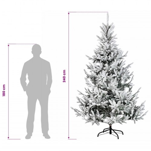 Kunstigt juletræ med LED og julekugler 240 cm - grøn/hvid