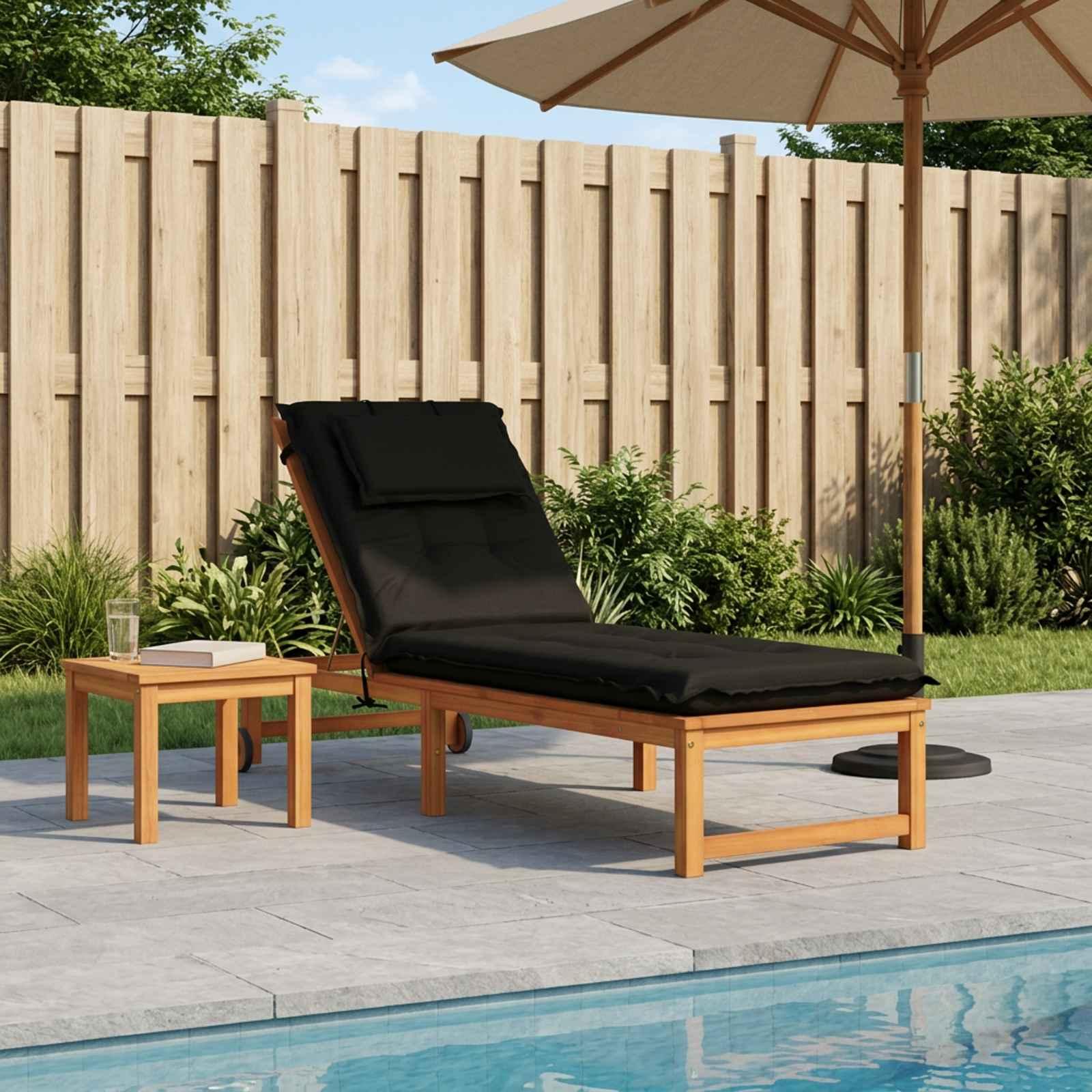 vidaXL Solseng Pude GEMERT 100% polyester Sort 190 x 60 x 9 cm