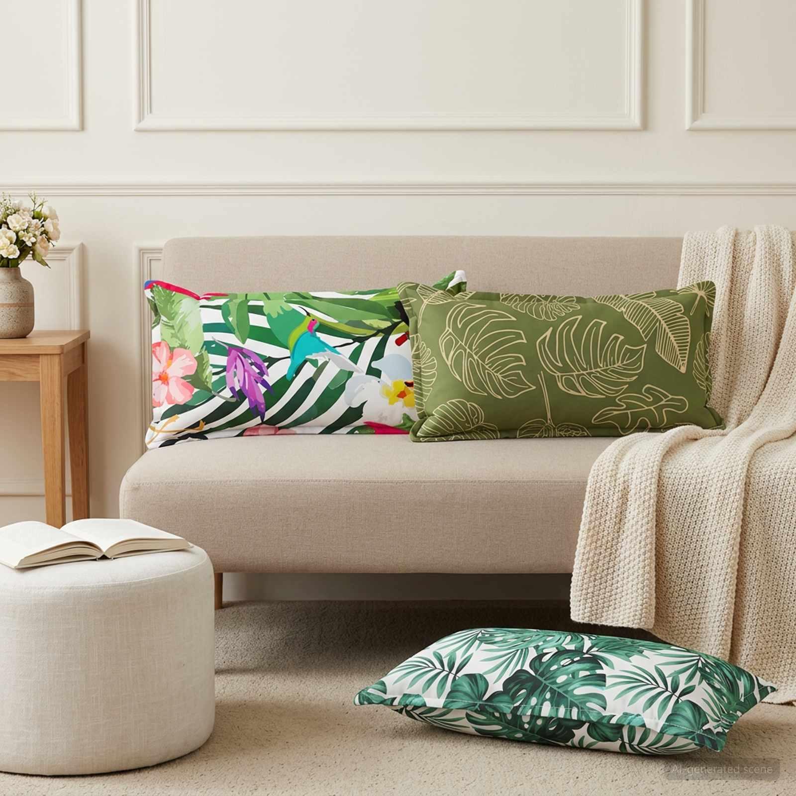 vidaXL Pude Blad med pude HOUTEN 2 stk. Bladmønster Polyester