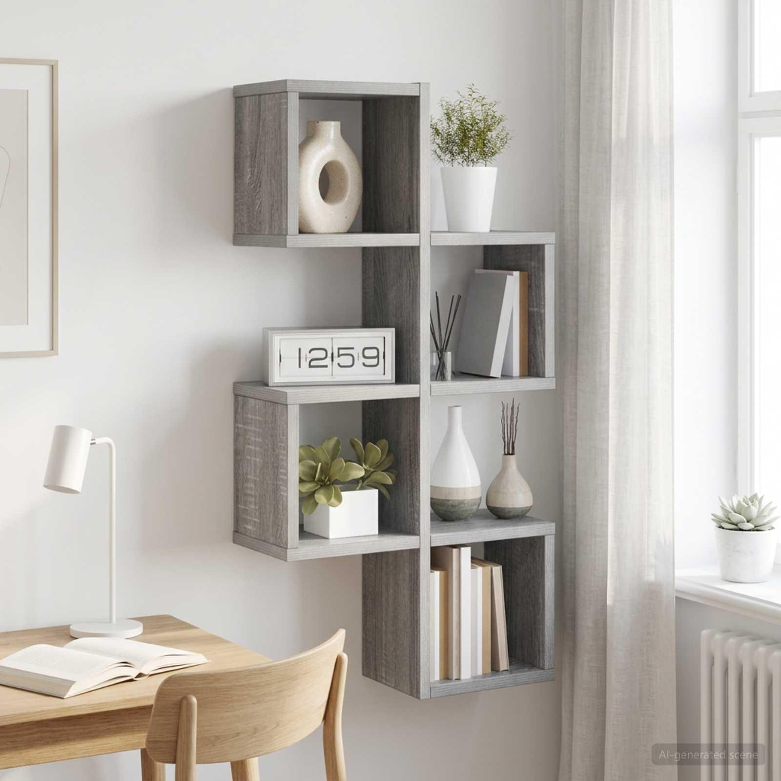 vidaXL Væghylde Vægmonteret Grå Sonoma 39 x 15 x 76 cm Konstrueret træ
