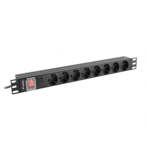 PDU-strømskinne Lanberg PDU-08F-0200-BK 1U 8 x Type F - sort