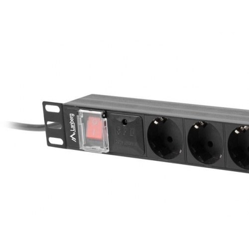 PDU-strømskinne Lanberg PDU-08F-0200-BK 1U 8 x Type F - sort