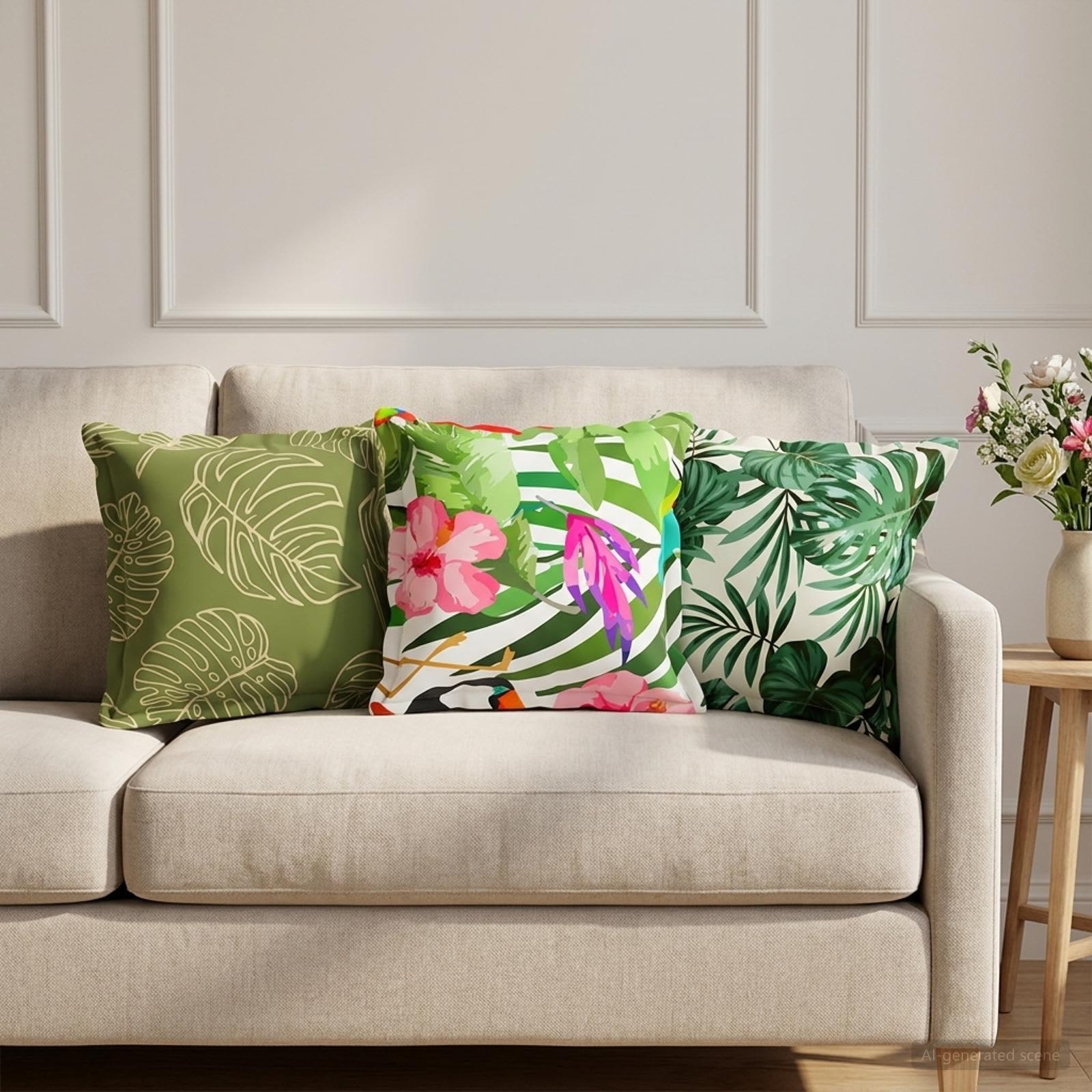 vidaXL Pude Blad med pude HOUTEN 6 stk. Bladmønster Polyester