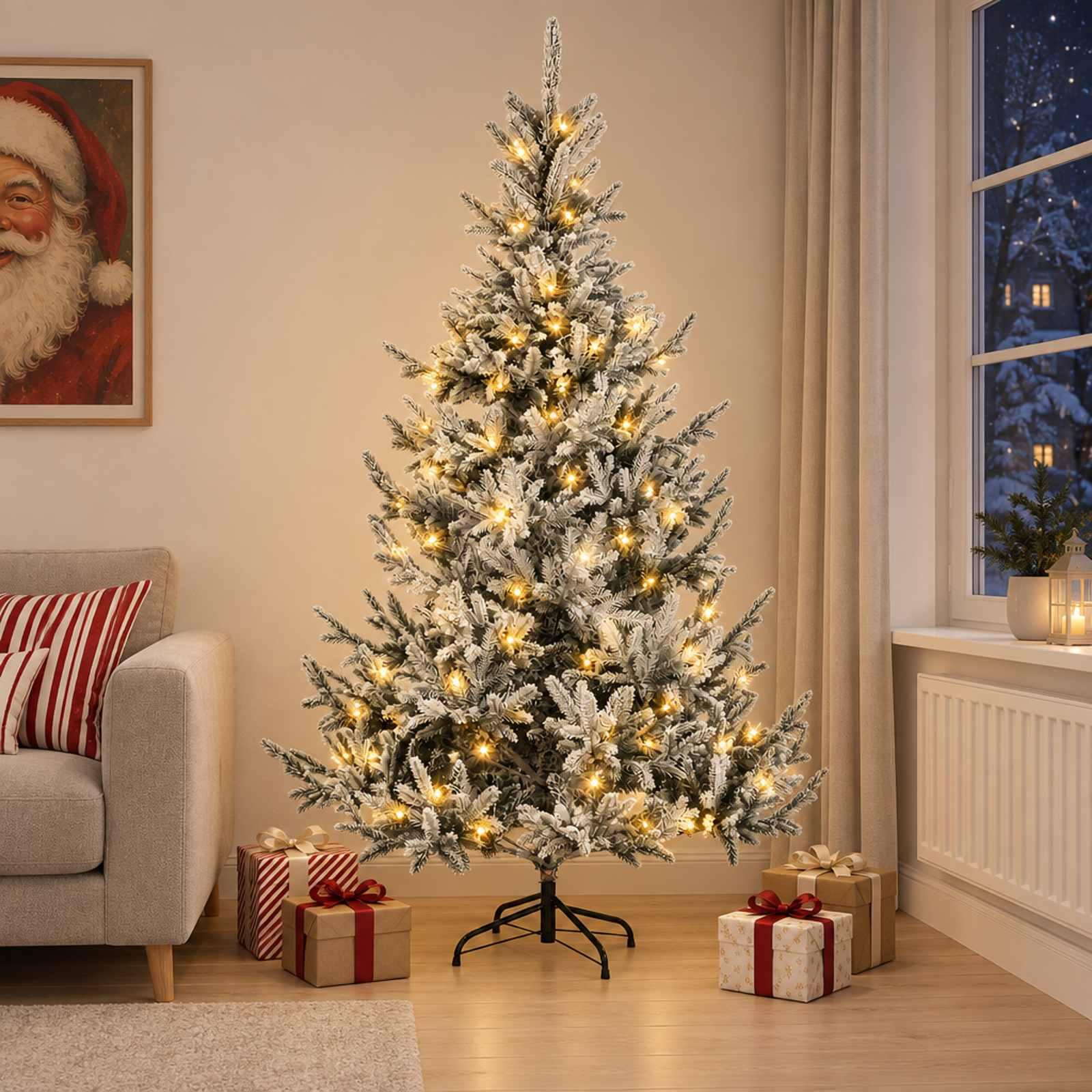vidaXL Kunstigt Hinged Juletræ 180 cm 300 LED'er Varm hvid