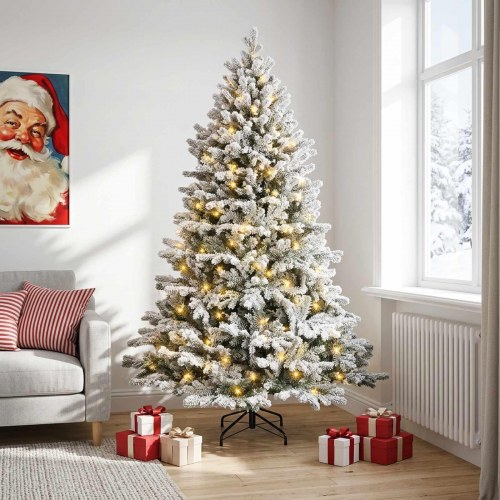 Kunstigt juletræ med hængslede grene 180 cm - 300 LED varm hvid