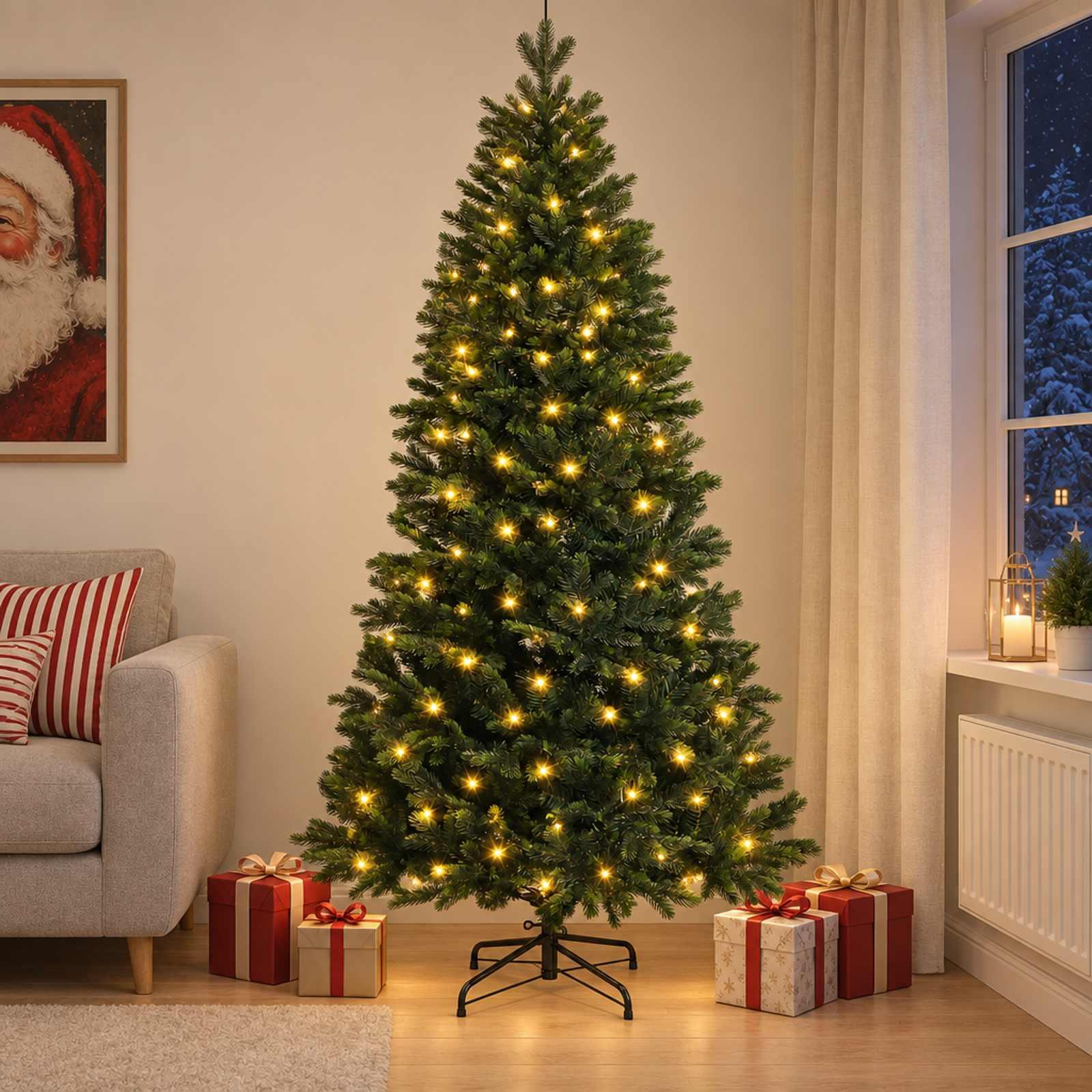 vidaXL Kunstigt Hinged Juletræ 240 cm 300 LED'er Varm hvid