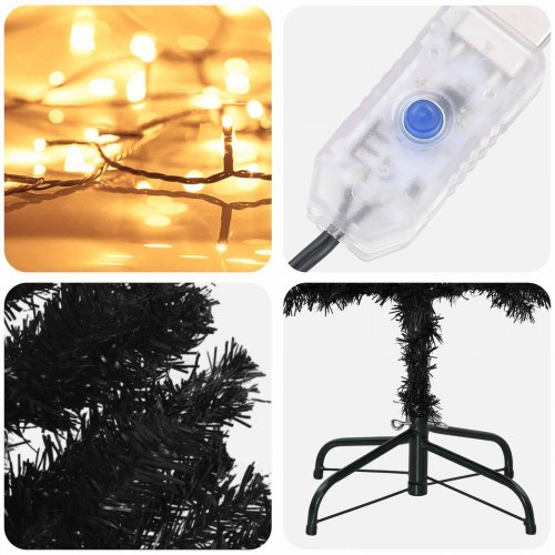 Kunstigt slankt juletræ 210 cm med 300 LED'er - varm hvid