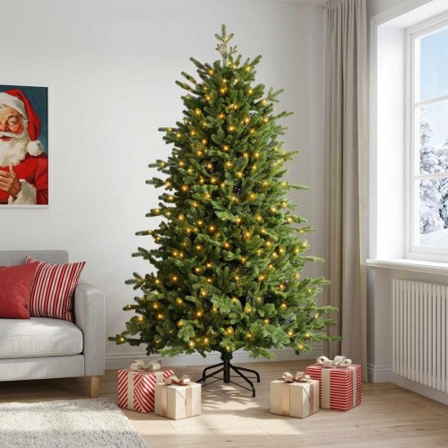 Kunstigt juletræ med hængslede grene 180 cm - 300 LED varm hvid