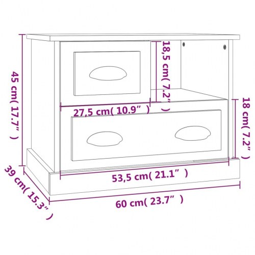 Sengebord 60 x 39 x 45 cm - hvid