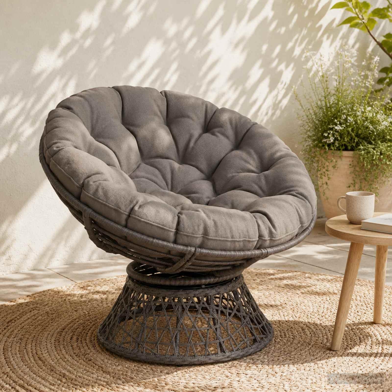 vidaXL Papasan stolspude VIANEN 100% polyester Grå Ø 130 x 12 cm