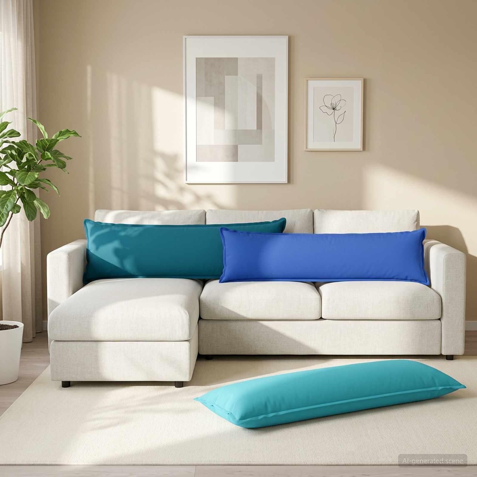 vidaXL Pude 2 stk. HOUTEN Lyseblå 40 x 145 cm Polyester
