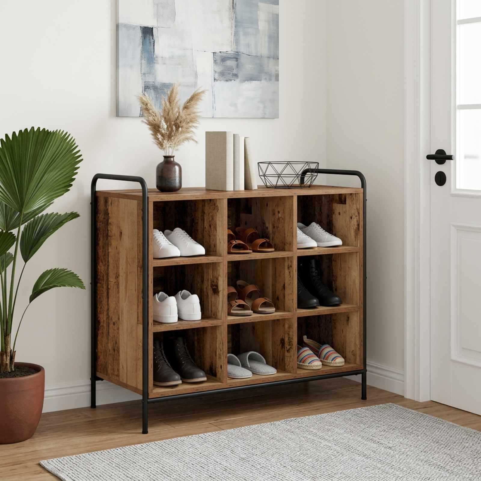 vidaXL Sko skab 85 x 39,5 x 75 cm Konstrueret træ Gammelt træ