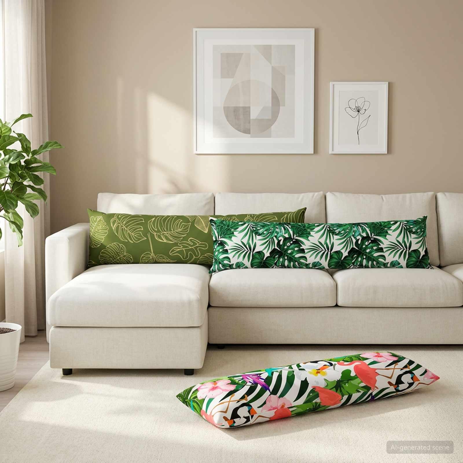 vidaXL Pude 2 stk. HEERLEN Bladmønster 40 x 145 cm Polyester