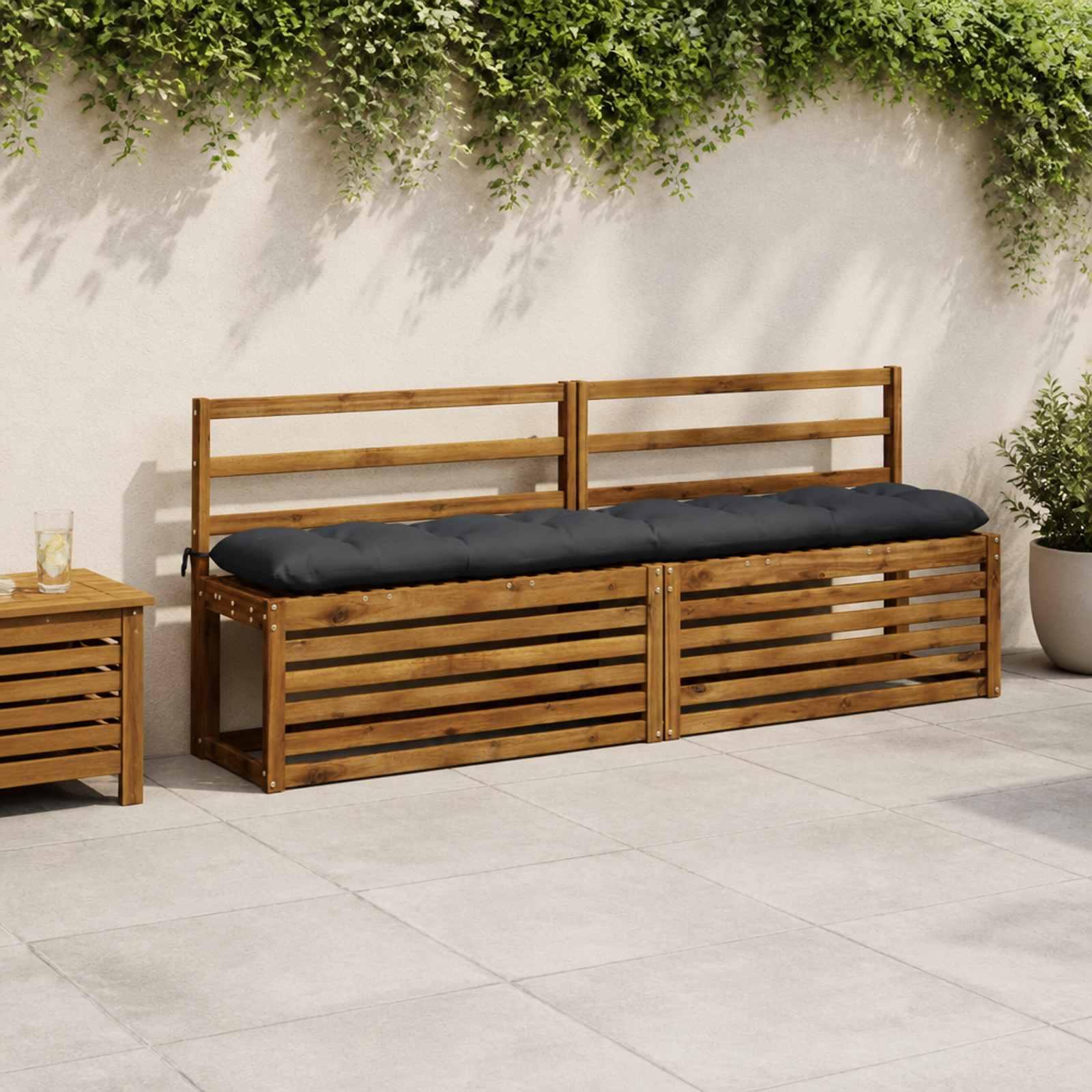 vidaXL Bænkpude VIANEN 100% polyester Mørk blå 200 x 30 x 12 cm
