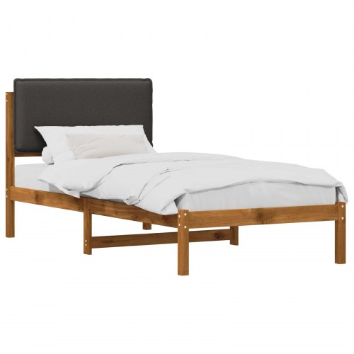Sengestel med polstret hovedgavl 90 x 200 cm - naturfarvet/mørkegrå