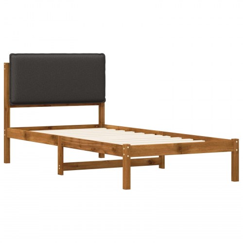 Sengestel med polstret hovedgavl 90 x 200 cm - naturfarvet/mørkegrå