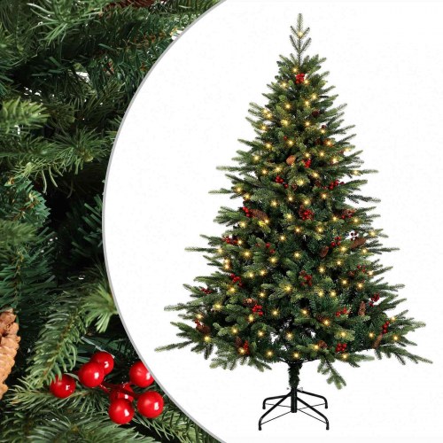 Kunstigt hængslet juletræ med 300 LED - 240 cm, varm hvid