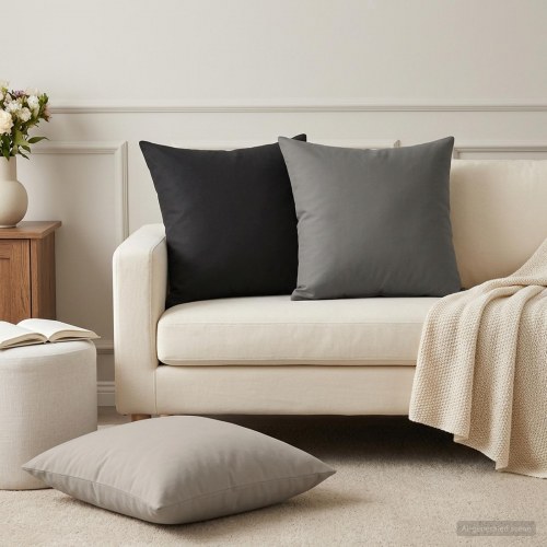 Pudesæt 12 stk. grå 50 x 50 cm polyester