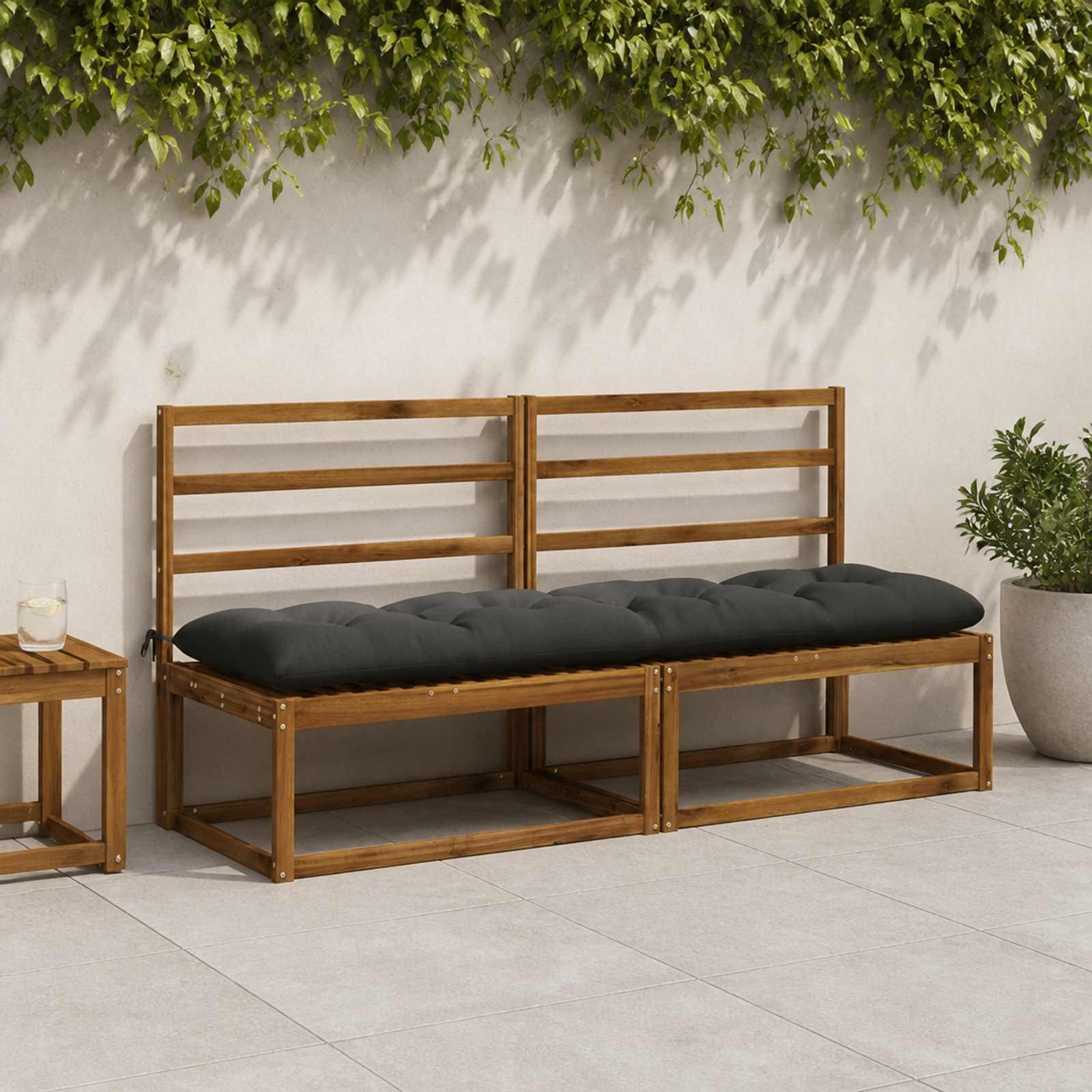 vidaXL Bænkpude VIANEN 100% polyester Antracit 200 x 50 x 12 cm