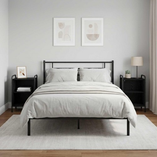 Sengeborde 2 stk. sort eg 40 x 30 x 60 cm