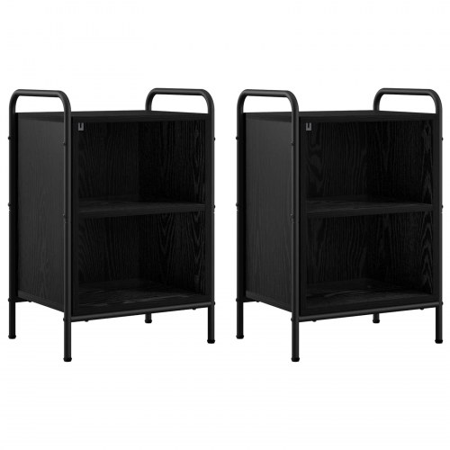 Sengeborde 2 stk. sort eg 40 x 30 x 60 cm