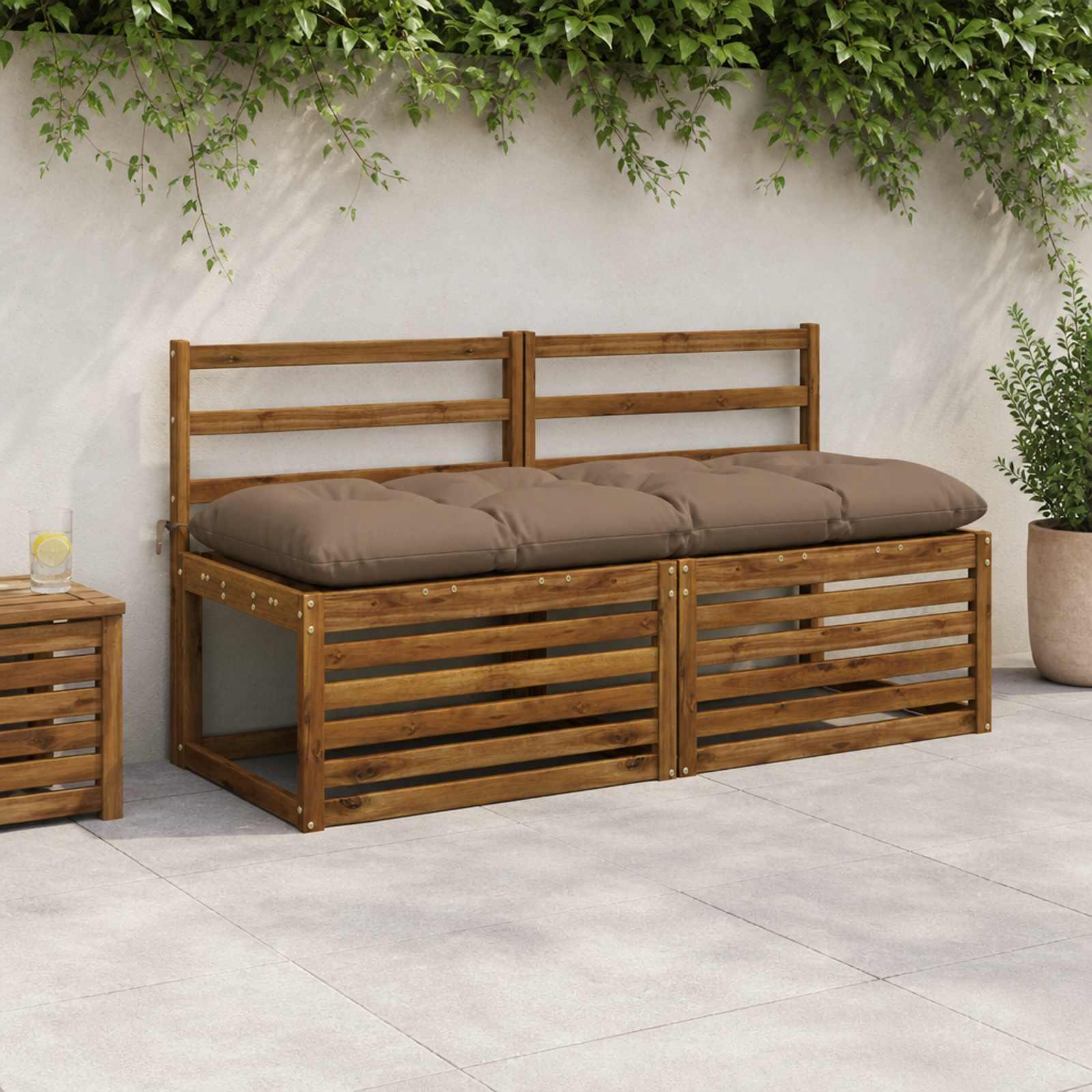 vidaXL Bænkpude VIANEN 100% polyester Gråbrun 150 x 50 x 12 cm
