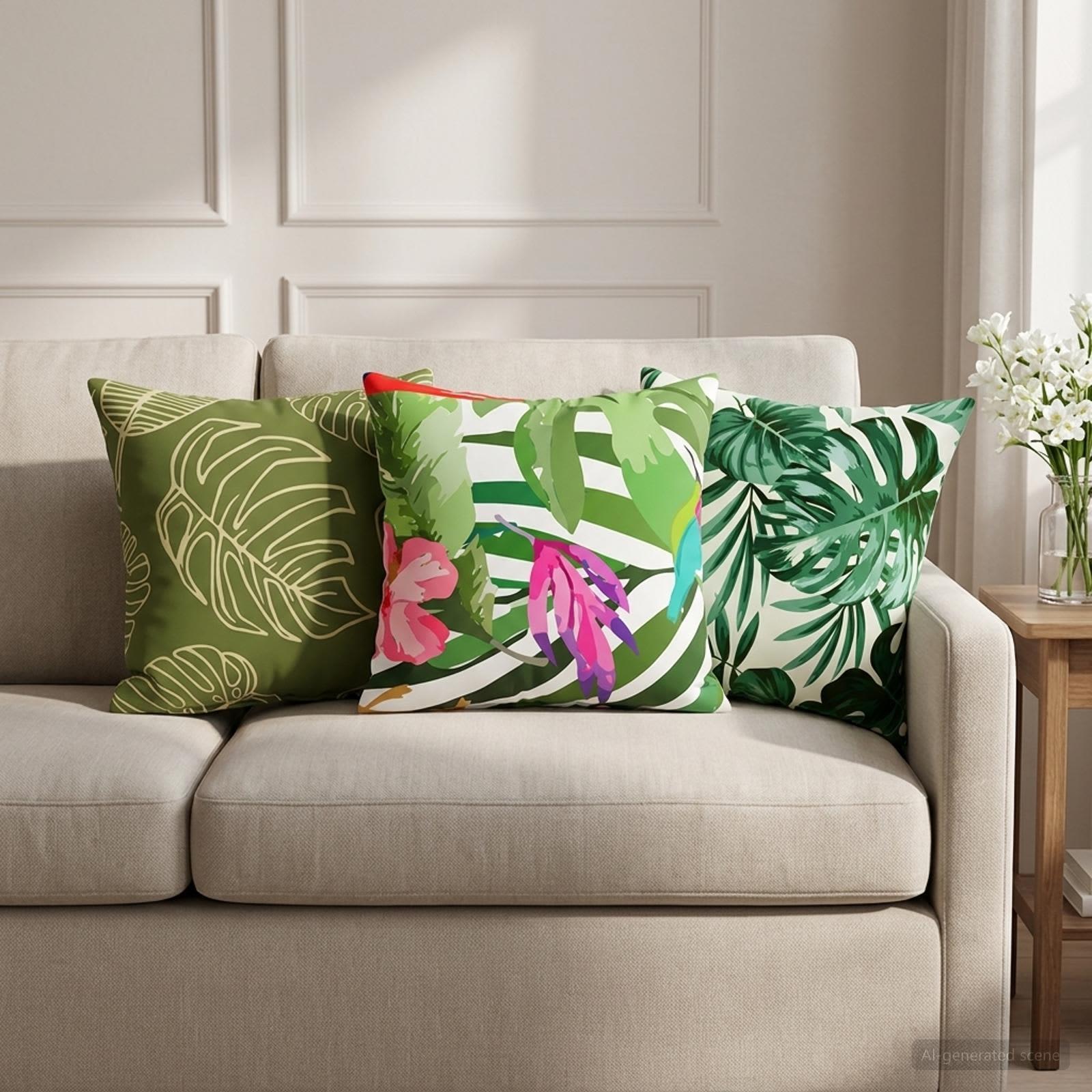 vidaXL Pude 2 stk. HEERLEN Bladdesign 35 x 35 cm Polyester