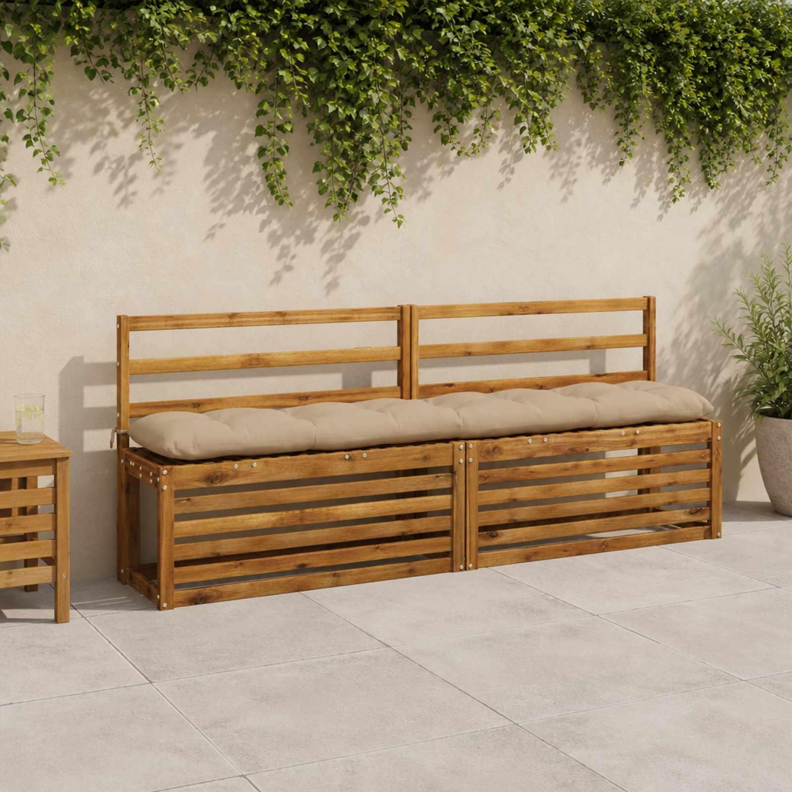 vidaXL Bænkpude VIANEN 100% polyester Sandfarvet 200 x 30 x 12 cm