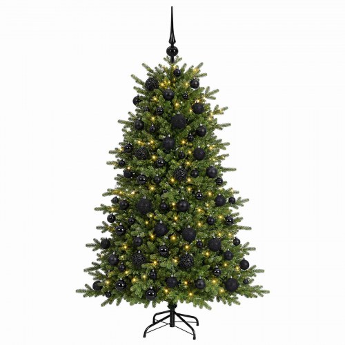 Kunstigt juletræ med LED-lys og julekugler - 180 cm