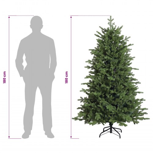 Kunstigt juletræ med LED-lys og julekugler - 180 cm
