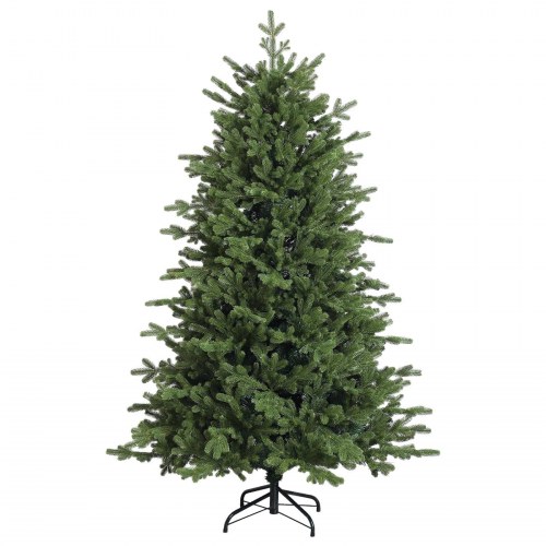 Kunstigt juletræ med julekugler og LED-lys 120 cm - varm hvid