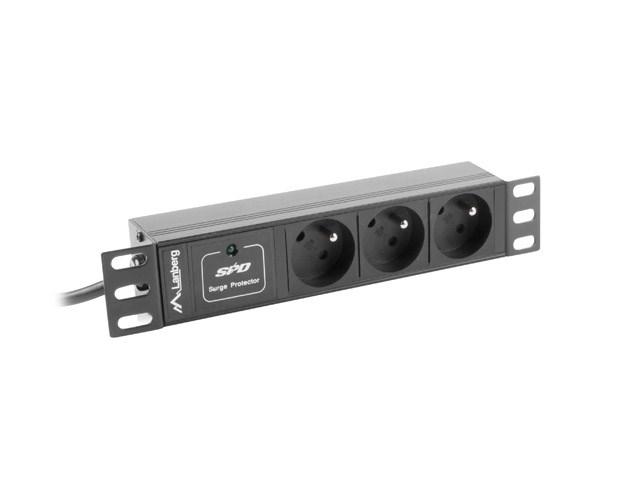 Lanberg PDU-03E-0200-IEC-BK Strømfordelingsenhed 3-stik 10A Sort 2m