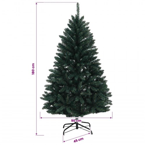 Kunstigt juletræ med LED og julekuglesæt - mørkegrøn 180 cm