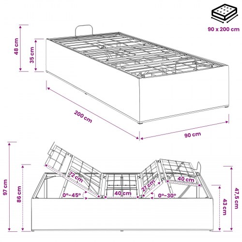 Elektrisk justerbar sengeramme skovgrøn 200 x 90 cm