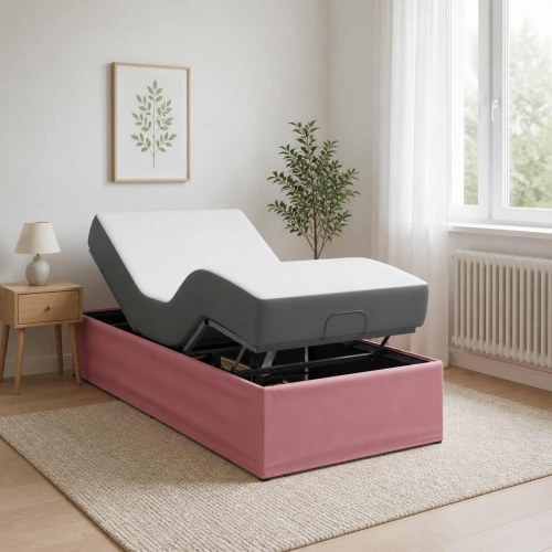 Elektrisk justerbar sengetramme 200 x 80 cm - lyserød