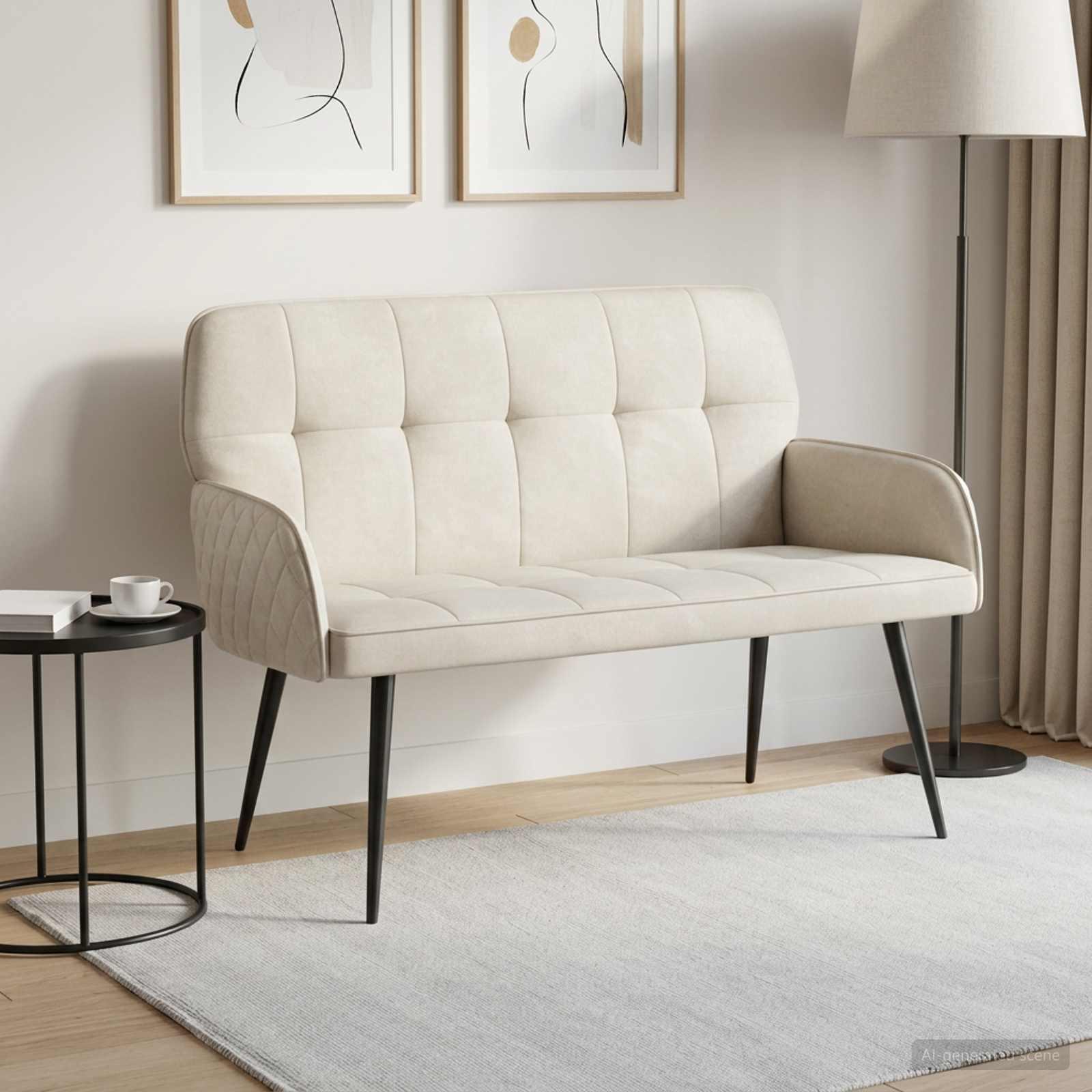 vidaXL 2-personers sofa med metalben 2-personers Cremefarvet Fløjl