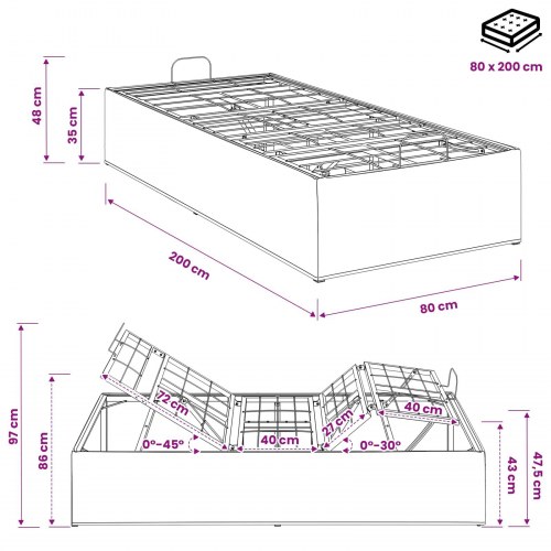 Elektrisk elevationsramme gråbrun 200 x 80 cm