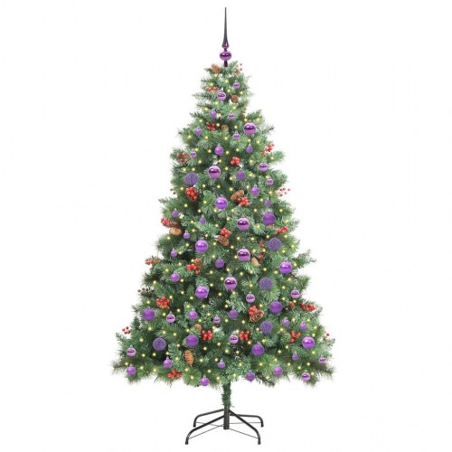 Kunstigt juletræ 180 cm med 300 LED - varm hvid